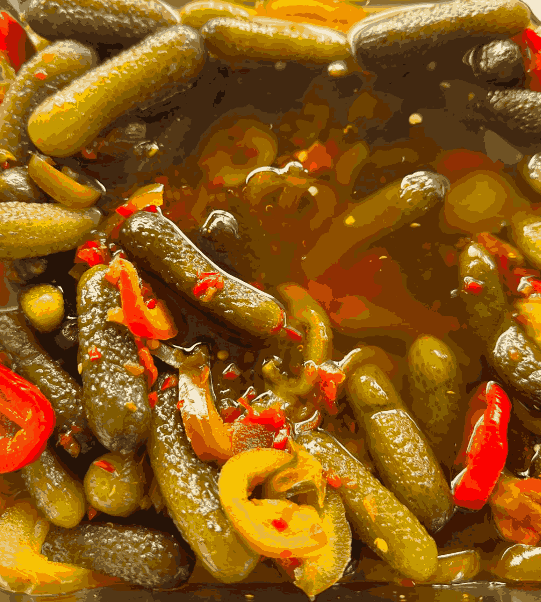 Heated Sweet Gherkins